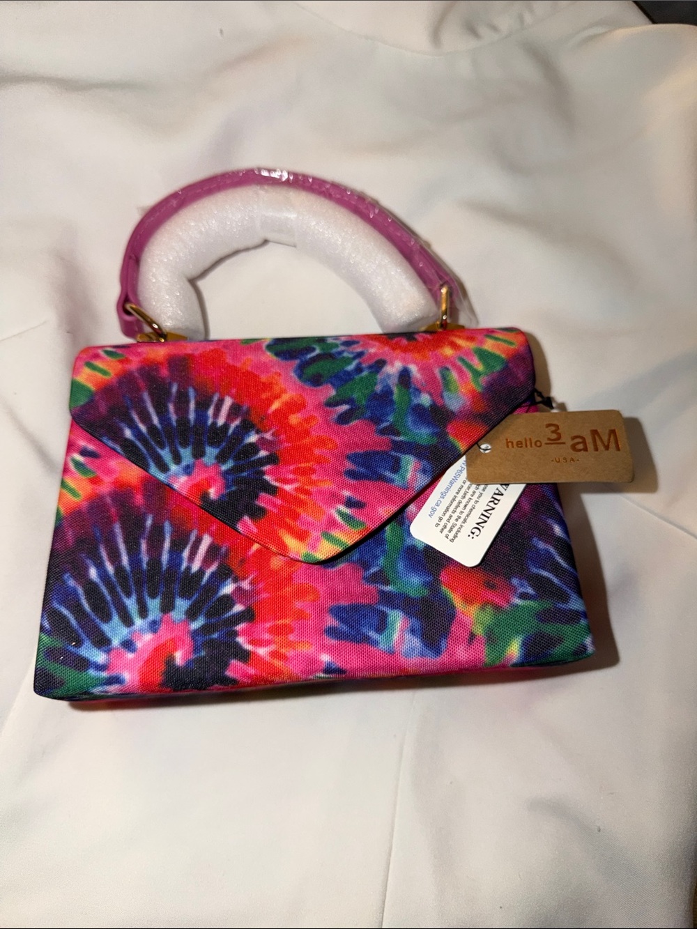 Hello 3AM Tie-Dye Top Handle Satchel in Multi Pink